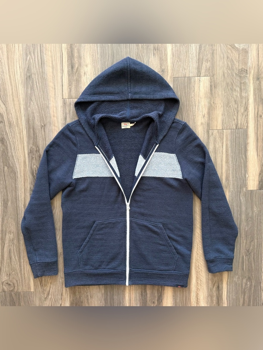 Faherty Whitewater Full-Zip Hoodie in Navy Blue Size L